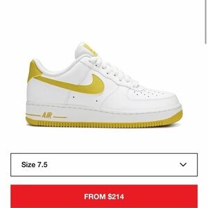 Nike Air Force 1 White and Yellow Shoes